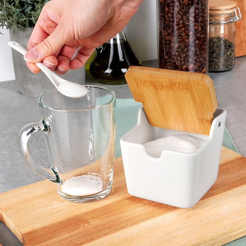 Casa si Gradina - Bucatarie si vesela - Ustensile bucatarie - Rasnite si dozatoare condimente - Bol pentru Zahar din Ceramica Alb - 250 ml - Infinity.ro