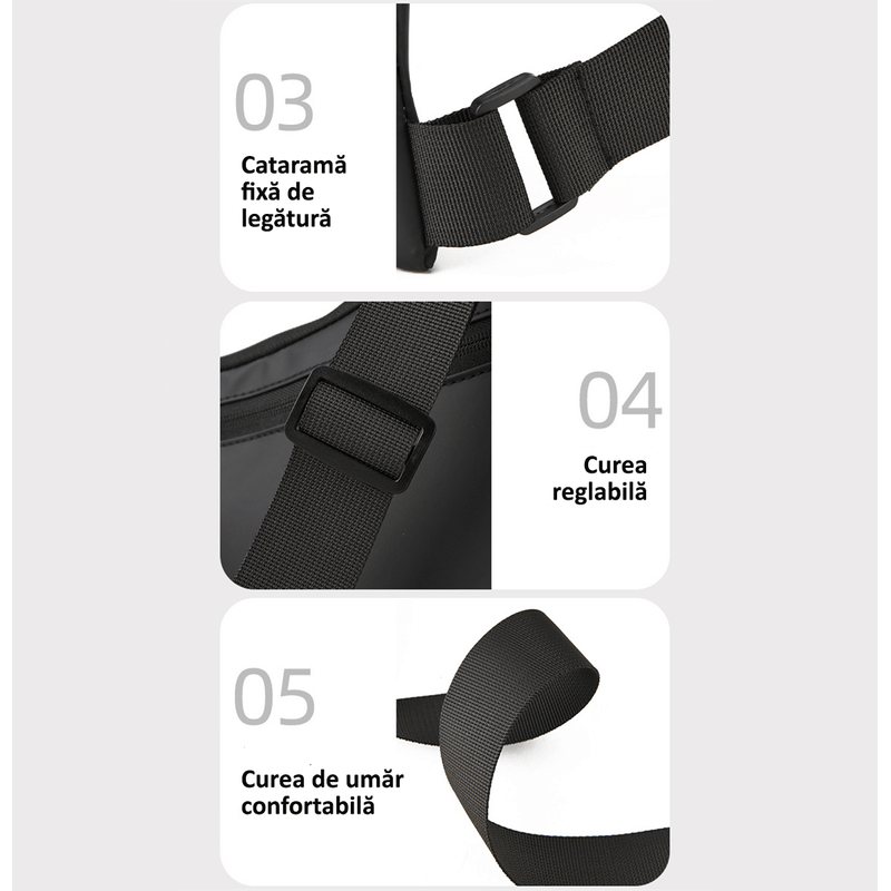 Sport si Outdoor - Echipament Sportiv - Accesorii echipament sportiv - Genti si borsete fitness - Geanta multifunctionala, borseta impermeabila, crossbody, 4 buzunare, neagra, Obralix® - Infinity.ro