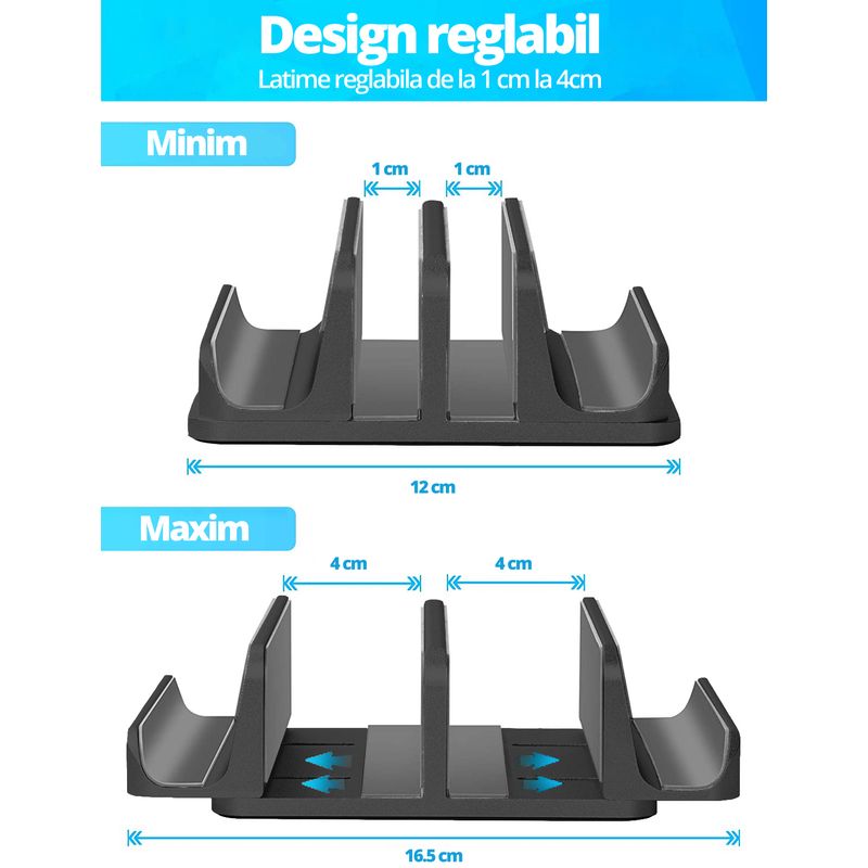 Laptop, Telefoane si Tablete - Laptopuri si accesorii - Accesorii Laptop - Standuri/Coolere notebook - Suport/Stand Vertical Dublu cu Inclinare, LittleDomi, pentru Laptop, Telefon, Tableta, Ajustabil, Protectie Aluminiu - Infinity.ro