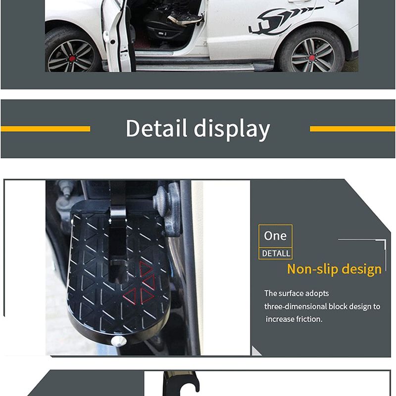 Auto si Moto - Reparatii si depanare - Scule auto - Scule si truse auto - Pas cu Carlig Pliabil Multifunctional pentru Usa Masinii, cu Functie de Ciocan de Siguranta, Scara cu Pedala Mini - Infinity.ro