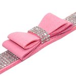 Petshop - Accesorii petshop - Zgarzi, lese si hamuri - Zgarzi - Set lesa si zgarda reglabila cu pietricele semipretioase si fundita, din piele, pentru caini/catei, pisici, XS - Infinity.ro