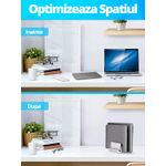 Laptop, Telefoane si Tablete - Laptopuri si accesorii - Accesorii Laptop - Standuri/Coolere notebook - Suport/Stand Vertical Dublu cu Inclinare, LittleDomi, pentru Laptop, Telefon, Tableta, Ajustabil, Protectie Aluminiu - Infinity.ro