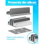 Laptop, Telefoane si Tablete - Laptopuri si accesorii - Accesorii Laptop - Standuri/Coolere notebook - Suport/Stand Vertical Dublu cu Inclinare, LittleDomi, pentru Laptop, Telefon, Tableta, Ajustabil, Protectie Aluminiu - Infinity.ro