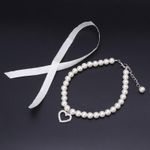 Petshop - Accesorii petshop - Zgarzi, lese si hamuri - Zgarzi - Zgarda bijuterie cu perle si pandantiv, pentru pisici, caini/catei sau alte animale de companie - ALB ,marime - Infinity.ro