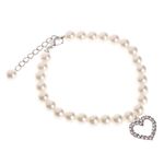Petshop - Accesorii petshop - Zgarzi, lese si hamuri - Zgarzi - Zgarda bijuterie cu perle si pandantiv, pentru pisici, caini/catei sau alte animale de companie - ALB ,marime - Infinity.ro