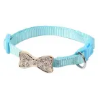 Petshop - Accesorii petshop - Zgarzi, lese si hamuri - Zgarzi - Zgarda cu pandantiv bijuterie fundita, pentru pisici, caini mici/catei sau alte animale de companie -ALBASTRA - Infinity.ro