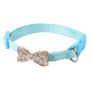 Zgarda cu pandantiv bijuterie fundita, pentru pisici, caini mici/catei sau alte animale de companie -ALBASTRA