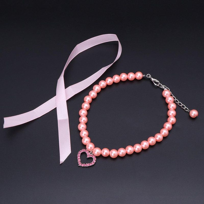 Petshop - Accesorii petshop - Zgarzi, lese si hamuri - Zgarzi - Zgarda bijuterie cu perle si pandantiv, pentru pisici, caini/catei sau alte animale de companie -ROZ ,marime S - Infinity.ro