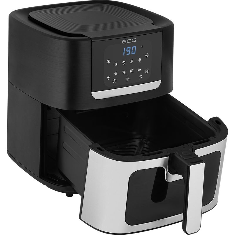 Electronice si Electrocasnice - Electrocasnice bucatarie - Aparate de gatit & desert - Friteuze - Friteuza cu aer cald ECG AF 8000 Crusty XL, 7 litri, 1700 W, control digital, 8 programe, temperatura 80-200°C - Infinity.ro