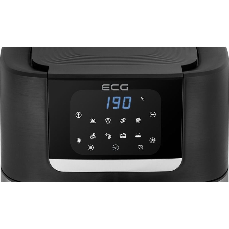 Electronice si Electrocasnice - Electrocasnice bucatarie - Aparate de gatit & desert - Friteuze - Friteuza cu aer cald ECG AF 8000 Crusty XL, 7 litri, 1700 W, control digital, 8 programe, temperatura 80-200°C - Infinity.ro