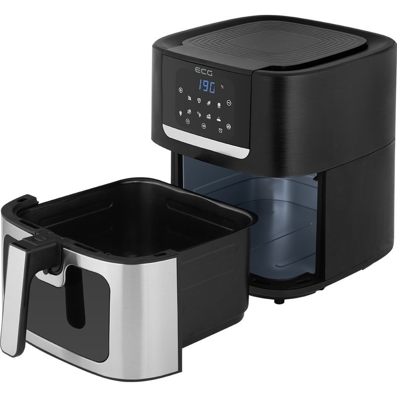 Electronice si Electrocasnice - Electrocasnice bucatarie - Aparate de gatit & desert - Friteuze - Friteuza cu aer cald ECG AF 8000 Crusty XL, 7 litri, 1700 W, control digital, 8 programe, temperatura 80-200°C - Infinity.ro
