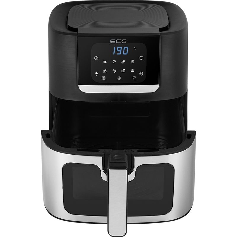 Electronice si Electrocasnice - Electrocasnice bucatarie - Aparate de gatit & desert - Friteuze - Friteuza cu aer cald ECG AF 8000 Crusty XL, 7 litri, 1700 W, control digital, 8 programe, temperatura 80-200°C - Infinity.ro