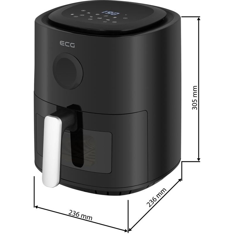 Electronice si Electrocasnice - Electrocasnice bucatarie - Aparate de gatit & desert - Friteuze - Friteuza cu aer fierbinte ECG AF 4020 Compact Fry, 3.8 litri, 1300 W, control digital, 8 programe, temperatura 80-200°C - Infinity.ro