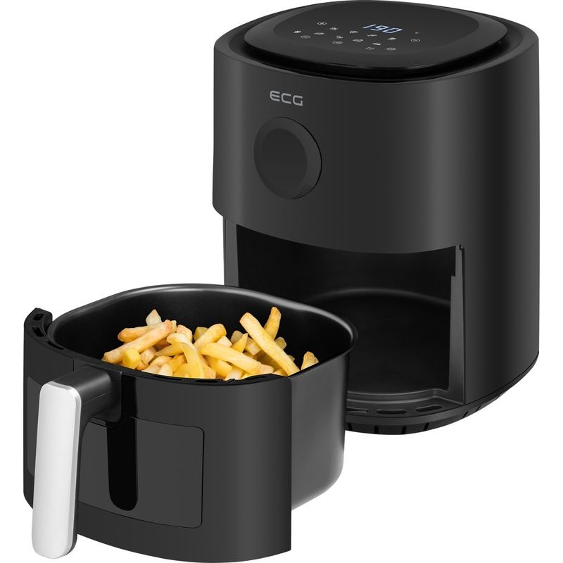 Electronice si Electrocasnice - Electrocasnice bucatarie - Aparate de gatit & desert - Friteuze - Friteuza cu aer fierbinte ECG AF 4020 Compact Fry, 3.8 litri, 1300 W, control digital, 8 programe, temperatura 80-200°C - Infinity.ro