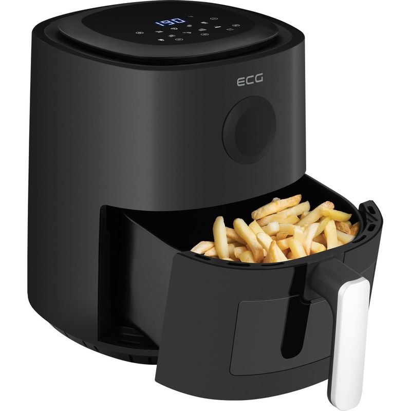 Electronice si Electrocasnice - Electrocasnice bucatarie - Aparate de gatit & desert - Friteuze - Friteuza cu aer fierbinte ECG AF 4020 Compact Fry, 3.8 litri, 1300 W, control digital, 8 programe, temperatura 80-200°C - Infinity.ro