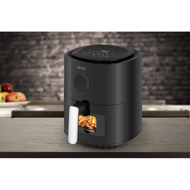 Electronice si Electrocasnice - Electrocasnice bucatarie - Aparate de gatit & desert - Friteuze - Friteuza cu aer fierbinte ECG AF 4020 Compact Fry, 3.8 litri, 1300 W, control digital, 8 programe, temperatura 80-200°C - Infinity.ro