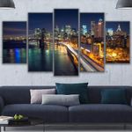 Casa si Gradina - Decoratiuni - Tablouri - Set tablou Canvas, peisaj urban din New York, 5 piese (30 x 50 cm, 30 x 70 cm, 30 x 80 cm) - Infinity.ro