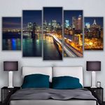 Casa si Gradina - Decoratiuni - Tablouri - Set tablou Canvas, peisaj urban din New York, 5 piese (30 x 50 cm, 30 x 70 cm, 30 x 80 cm) - Infinity.ro
