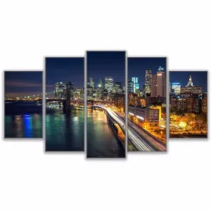 Set tablou Canvas, peisaj urban din New York, 5 piese (30 x 50 cm, 30 x 70 cm, 30 x 80 cm)