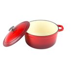 Casa si Gradina - Bucatarie si vesela - Vase pentru gatit - Oale si cratite - Oala din Fonta Emailata Rosie cu Capac – 5 L, 26cm - Infinity.ro