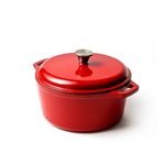 Casa si Gradina - Bucatarie si vesela - Vase pentru gatit - Oale si cratite - Oala din Fonta Emailata Rosie cu Capac – 5 L, 26cm - Infinity.ro