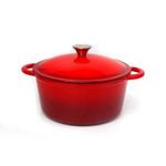 Casa si Gradina - Bucatarie si vesela - Vase pentru gatit - Oale si cratite - Oala din Fonta Emailata Rosie cu Capac si cum maner metal – 5 L, 26cm - Infinity.ro