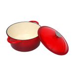 Casa si Gradina - Bucatarie si vesela - Vase pentru gatit - Oale si cratite - Oala din Fonta Emailata Rosie cu Capac si cum maner metal – 5 L, 26cm - Infinity.ro