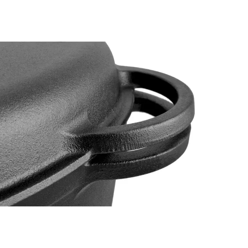 Casa si Gradina - Bucatarie si vesela - Vase pentru gatit - Oale si cratite - Forma ovala din fonta pentru friptura de rata 2in1 – 37,5*26 cm, cu maner curbat - Infinity.ro