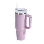 Casa si Gradina - Bucatarie si vesela - Cani si pahare - Sticle - Cana termica inox cu paie, dublu perete - 1183ml alabstru deschis - Pink - Infinity.ro