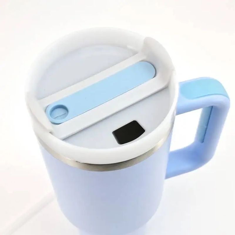 Casa si Gradina - Bucatarie si vesela - Cani si pahare - Sticle - Cana termica inox cu paie, dublu perete - 1183ml alabstru deschis - Pink - Infinity.ro