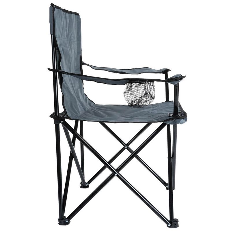 Sport si Outdoor - Camping - Mobilier pentru camping - Scaune camping - Scaun de camping pliabil cu suport pentru pahar – capacitate 110 kg, culoare gri - Infinity.ro