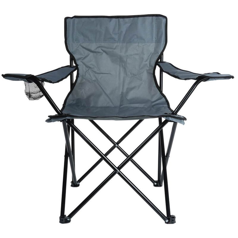 Sport si Outdoor - Camping - Mobilier pentru camping - Scaune camping - Scaun de camping pliabil cu suport pentru pahar – capacitate 110 kg, culoare gri - Infinity.ro
