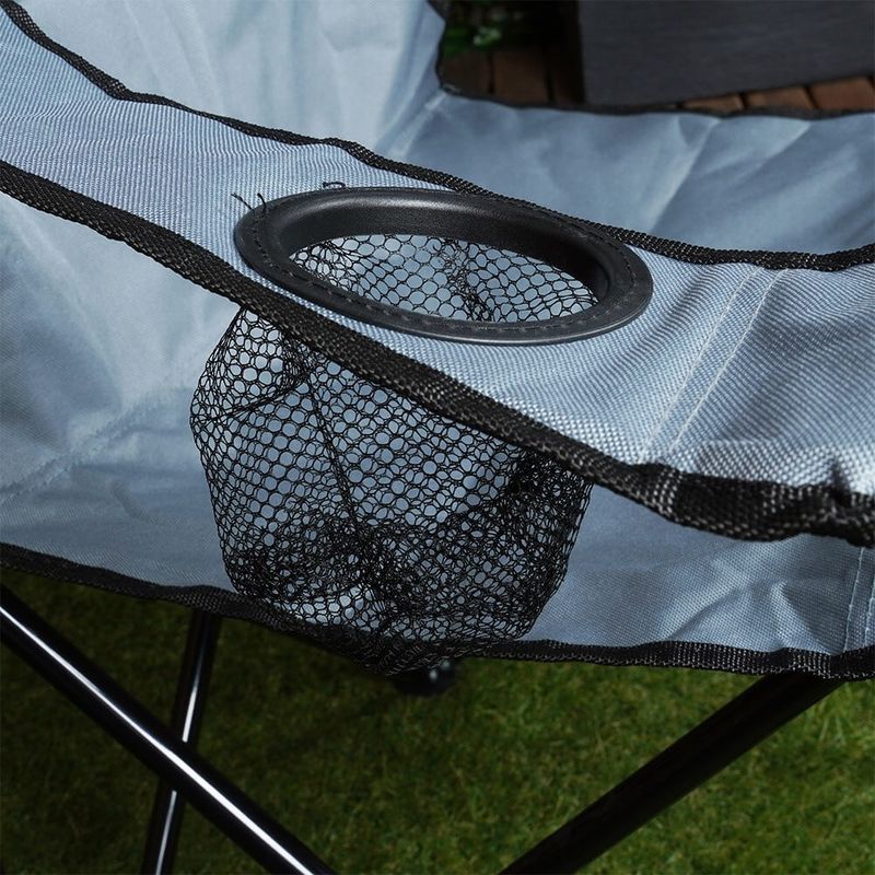 Sport si Outdoor - Camping - Mobilier pentru camping - Scaune camping - Scaun de camping pliabil cu suport pentru pahar – capacitate 110 kg, culoare gri - Infinity.ro