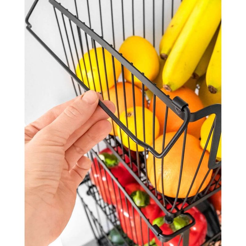 Casa si Gradina - Bucatarie si vesela - Ustensile bucatarie - Cosuri servire - Cos pentru Fructe si Legume Metalic Negru, 32x20x13,5cm - Infinity.ro