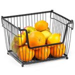 Casa si Gradina - Bucatarie si vesela - Ustensile bucatarie - Cosuri servire - Cos pentru Fructe si Legume Metalic Negru, 32x20x13,5cm - Infinity.ro