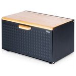 Casa si Gradina - Mobilier - Organizare si depozitare - Cutii depozitare - Cutie pentru Paine Metal-Lemn Negru cu Dublu Capac 35,5x22x20,5 cm - Infinity.ro