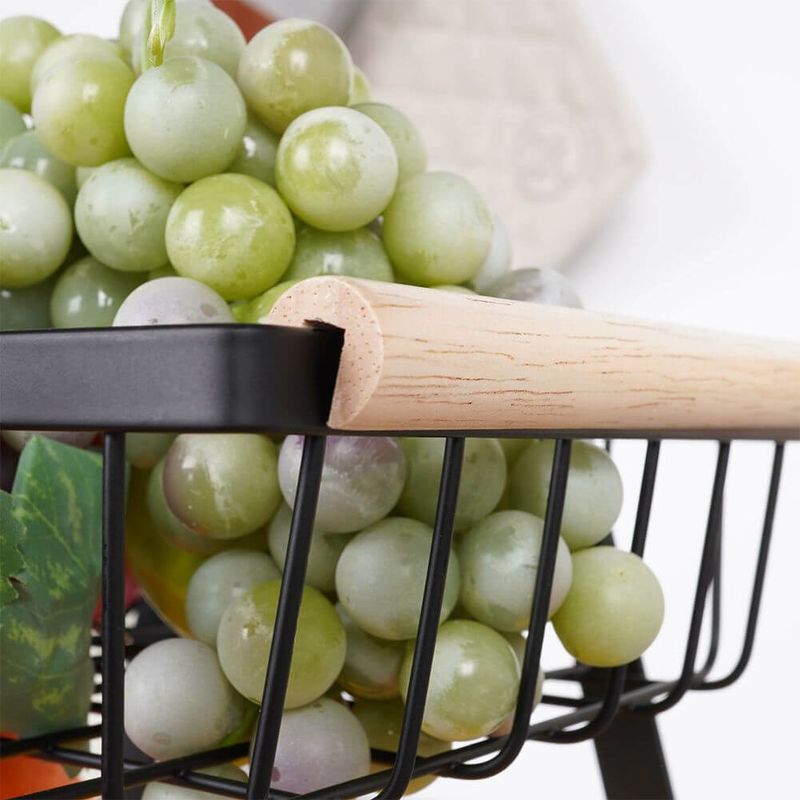 Casa si Gradina - Bucatarie si vesela - Ustensile bucatarie - Cosuri servire - Cos pentru Fructe si Legume Metalic Negru cu 2 Niveluri - Infinity.ro
