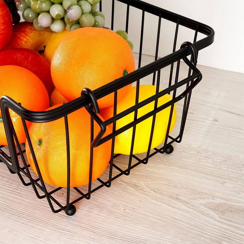 Casa si Gradina - Bucatarie si vesela - Ustensile bucatarie - Cosuri servire - Cos pentru Fructe si Legume Metalic Negru 32x20x13,5cm - Infinity.ro