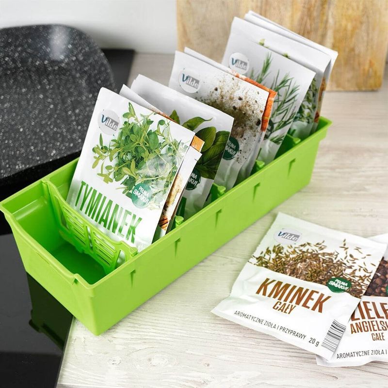 Casa si Gradina - Mobilier - Organizare si depozitare - Cutii depozitare - Organizator pentru condimente verde 30x13x8 cm - Infinity.ro