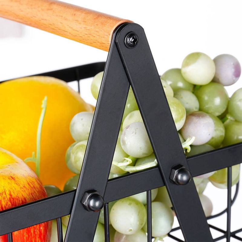 Casa si Gradina - Mobilier - Organizare si depozitare - Cutii depozitare - Cos Metalic pentru Fructe si Legume 3 Niveluri, Negru - Infinity.ro