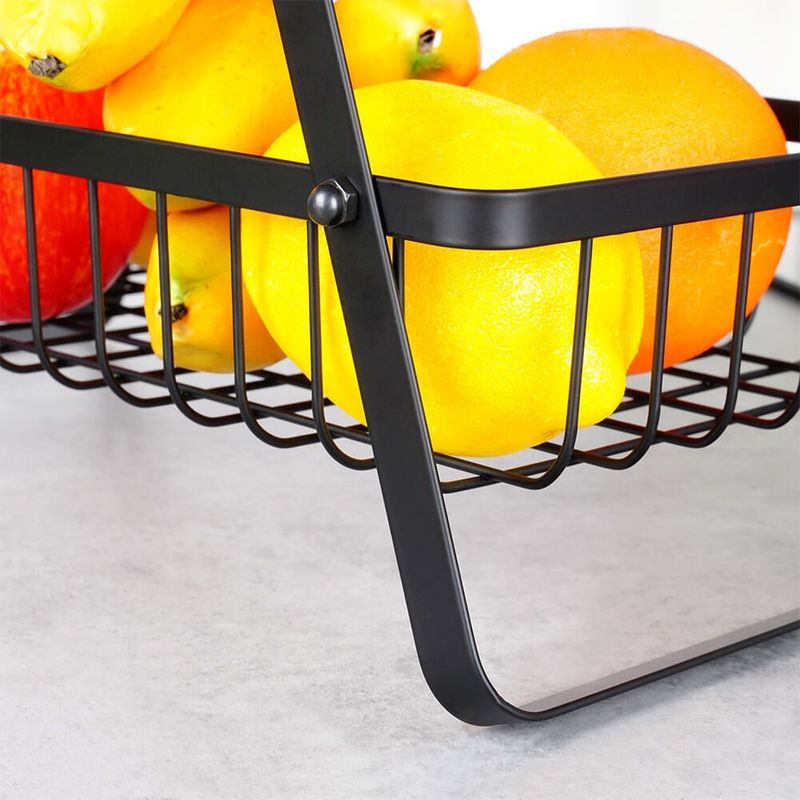 Casa si Gradina - Mobilier - Organizare si depozitare - Cutii depozitare - Cos Metalic pentru Fructe si Legume 3 Niveluri, Negru - Infinity.ro