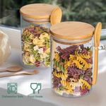 Casa si Gradina - Bucatarie si vesela - Organizare si depozitare bucatarie - Cutii alimentare - Set premium 2 recipiente din sticla borosilicata cu capac din bambus si lingurita – 700ml - Infinity.ro