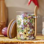 Casa si Gradina - Bucatarie si vesela - Organizare si depozitare bucatarie - Cutii alimentare - Set premium 2 recipiente din sticla borosilicata cu capac din bambus si lingurita – 700ml - Infinity.ro