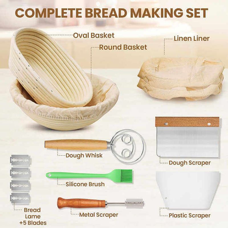 Casa si Gradina - Bucatarie si vesela - Organizare si depozitare bucatarie - Cutii alimentare - Set de 2 cosuri rotang pentru dospit paine - Infinity.ro