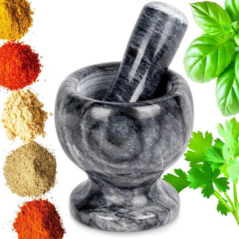 Casa si Gradina - Bucatarie si vesela - Ustensile bucatarie - Prese si storcatoare manuale - Mojar cu pistil din granit - 11cm - Infinity.ro