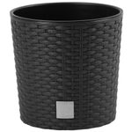 Casa si Gradina - Gradinarit si plante - Plante si ghivece - Ghivece si suporturi - Ghiveci rotund maro inchis, plastic rezistent, imitatie ratan, diametru 20 cm, inaltime 19 cm - Infinity.ro