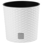 Casa si Gradina - Gradinarit si plante - Plante si ghivece - Ghivece si suporturi - Ghiveci rotund alb, plastic rezistent, imitatie ratan, diametru 20 cm, inaltime 19 cm - Infinity.ro