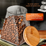 Casa si Gradina - Bucatarie si vesela - Organizare si depozitare bucatarie - Borcane si capace - Recipient alimente din sticla 900ml Koken, Borcane cu capac bambus ermetic, trapezoidal, transparent, stickere, marker - Infinity.ro