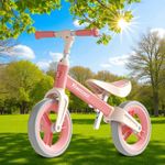 Sport si Outdoor - Ciclism - Biciclete pentru copii - Bicicleta de echilibru pentru copii (80-110 cm), inaltime reglabila, roti din spuma EVA, roz pudrat - Infinity.ro