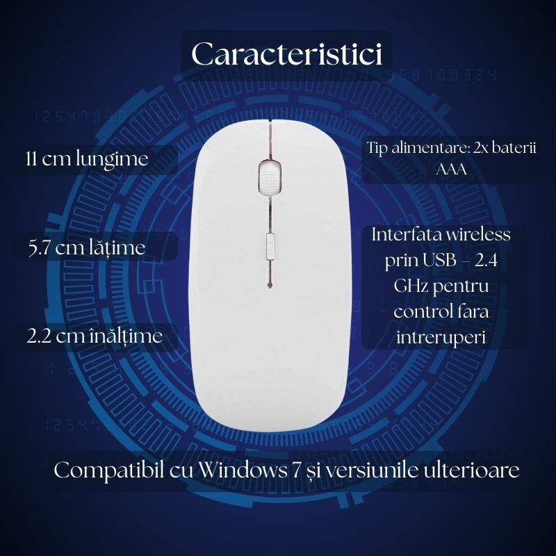 PC, gaming si accesorii - Periferice PC - Mouse - Mouse optic, Fara fir, Alb - Infinity.ro